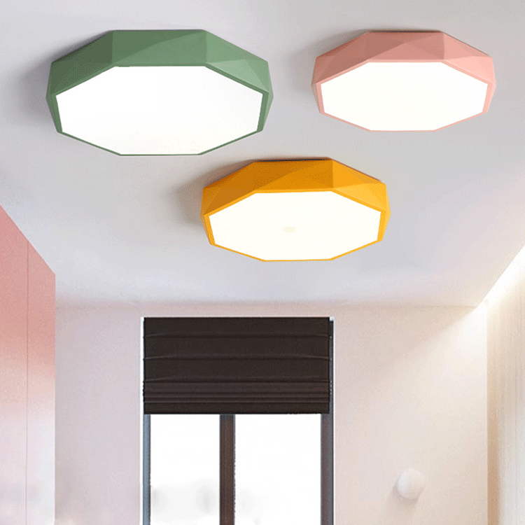 Nordic Macaron Diamond-Shaped Acrylic LED Flush Mount Ceiling Light