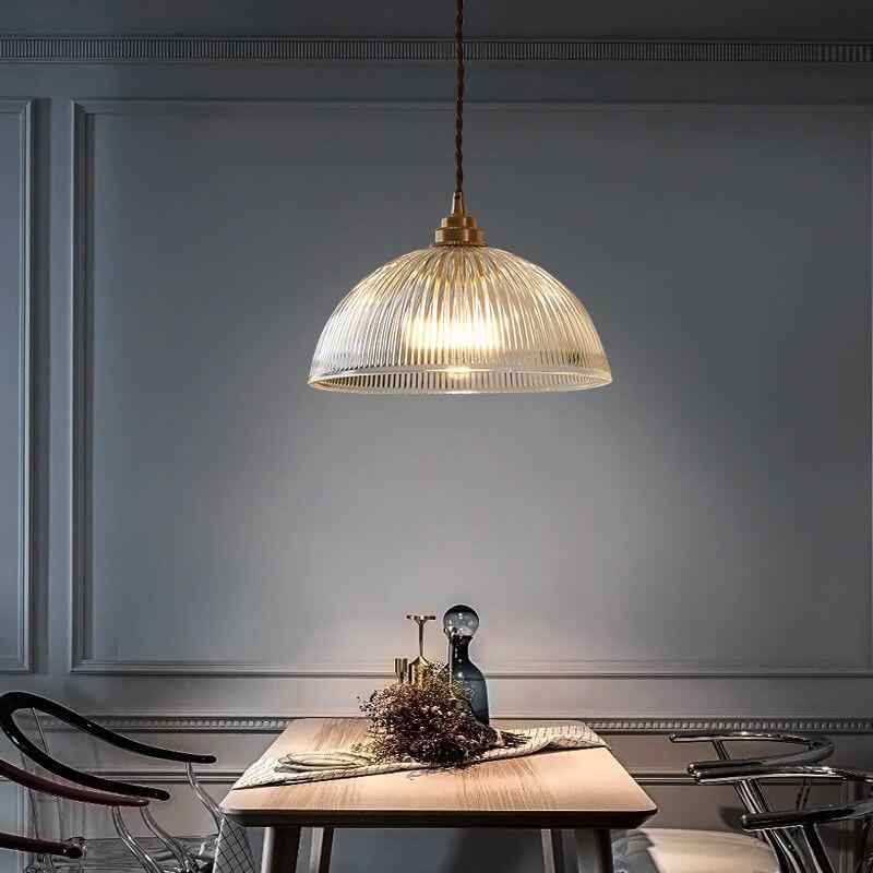 Contemporary Clear Glass Dome Pendant Light with Single Bulb