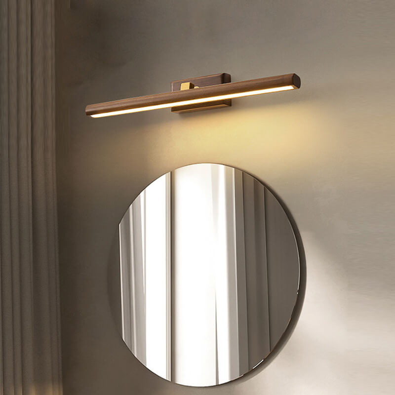Nordic Minimalist Beechwood and Copper Cylinder LED Wall Sconce for Bathroom and Living Room