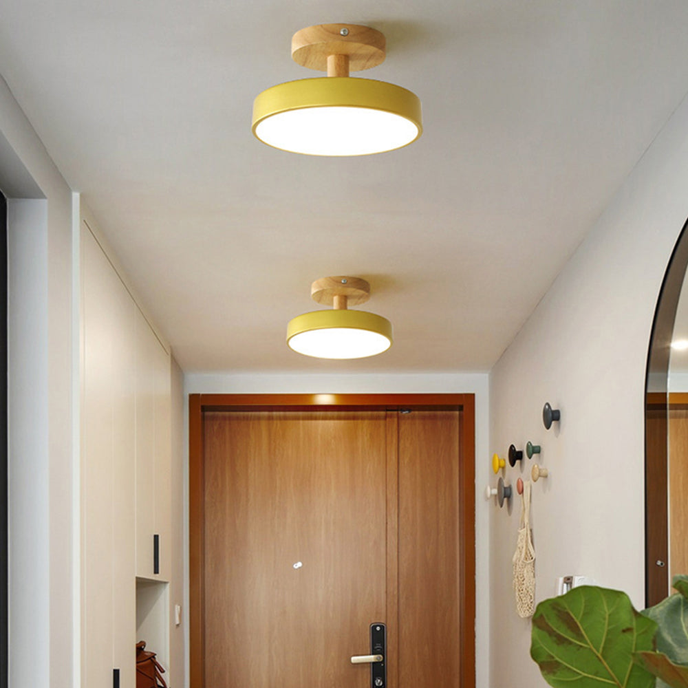 Bela LED Plafondlamp | Hout, Compact Ontwerp 18cm