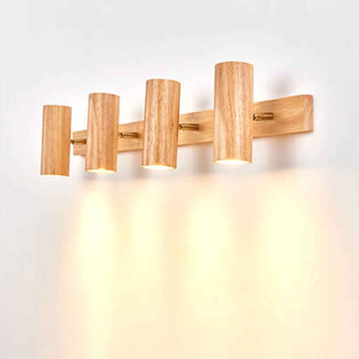 Contemporary Minimalist Wooden Track Spotlight Wall Sconce - Available in 1, 2, or 3 Lights