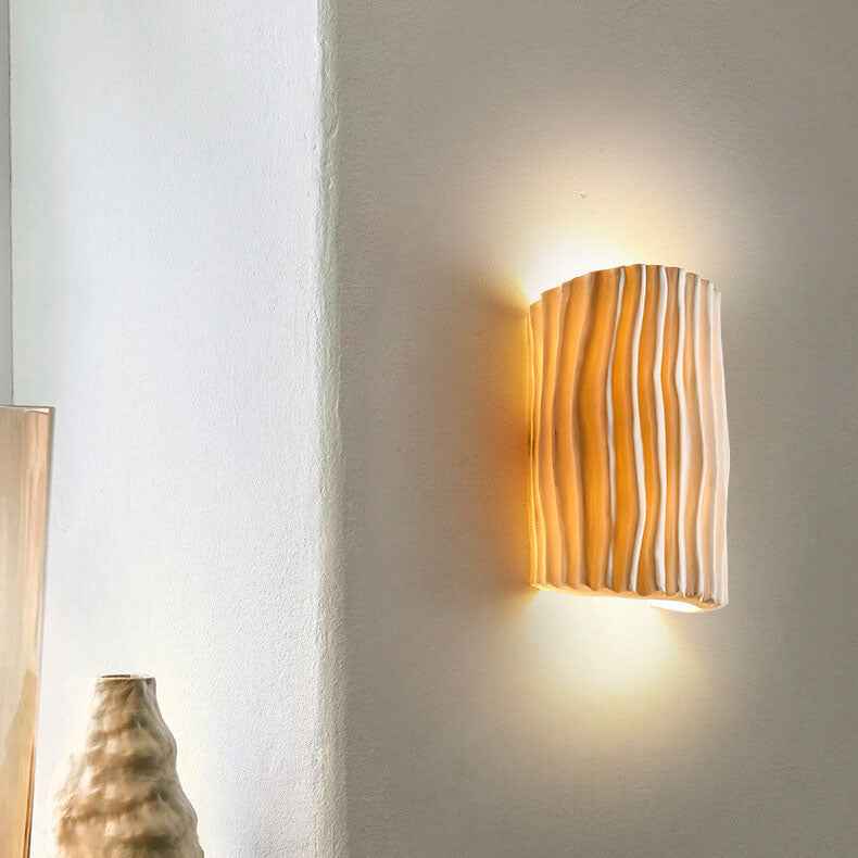 Norse-Inspired Striped Resin Half Cylinder Wall Sconce with Dual Lights