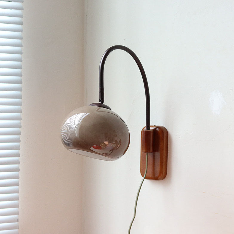 Minimalist European Glass and Solid Wood 1-Light Wall Sconce