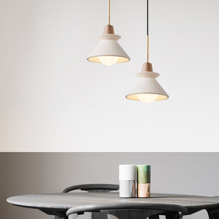 Minimalist Nordic White Cement Tapered Pendant Light - 1-Light