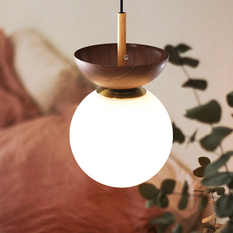 Contemporary Minimalist Glass and Iron Orb 1-Light Semi-Flush Mount/Pendant Light for Living Room