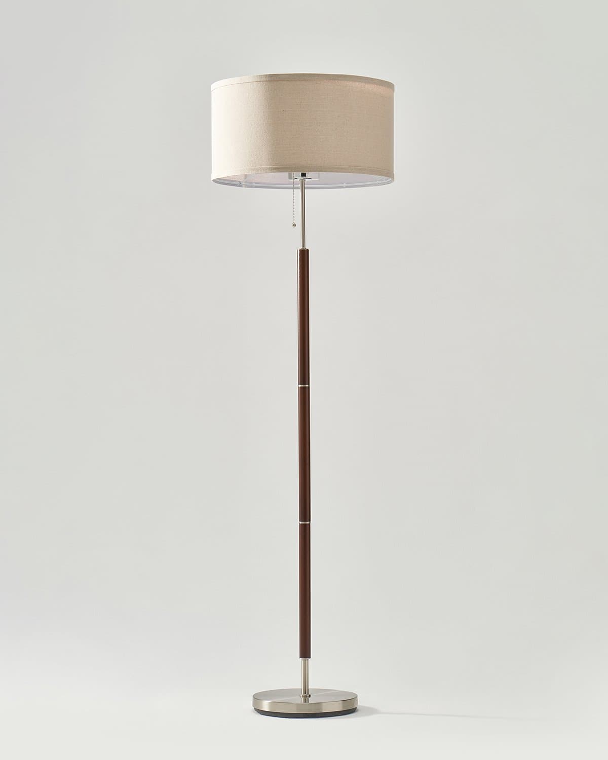 Caro Floor Lamp | Walnut Eucalyptus Wood, Linen Shade