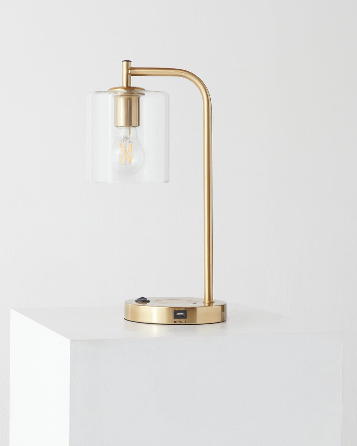 Elysian USB Table Lamp | Brass Base, Touch Switch