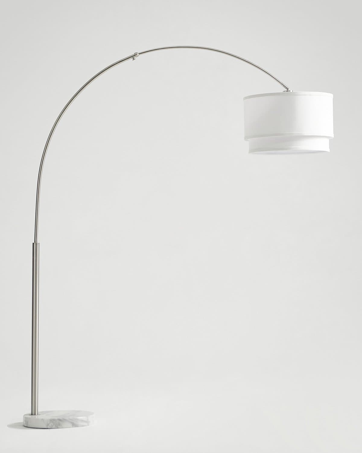 Mason Arc Floor Lamp | Marble Base, Double Cylinder Shade