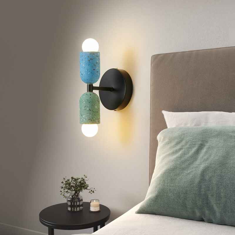 Contemporary Wabi-Sabi Iron and Cement 2-Light Wall Sconce