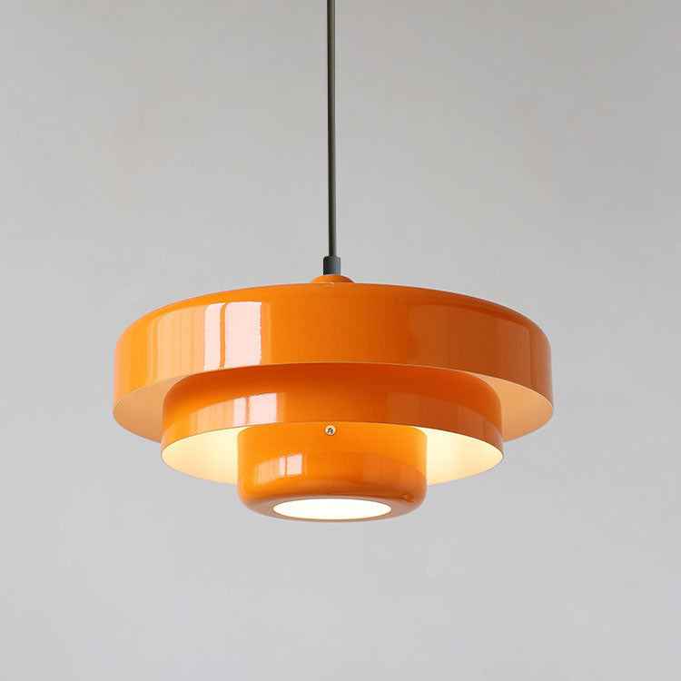 Vintage Nordic Multi-Layer Round Metal Pendant Light with Single Bulb