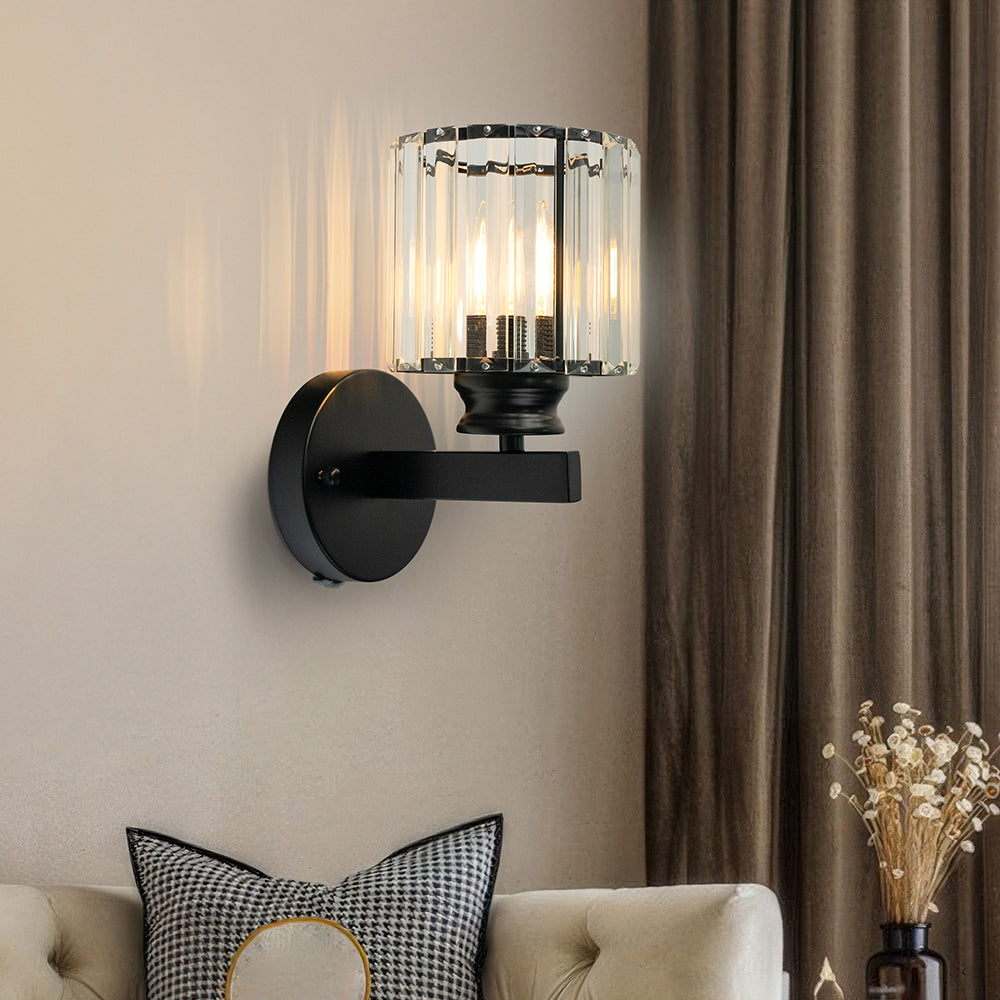 Bela Crystal Wall Light | Modern Iron Sconce, Dimmable E27 Bulb
