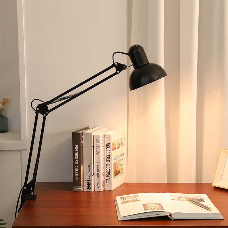 Contemporary Minimalist Retractable Long Arm Clip Table Lamp - 1-Light ABS Design for Bedroom