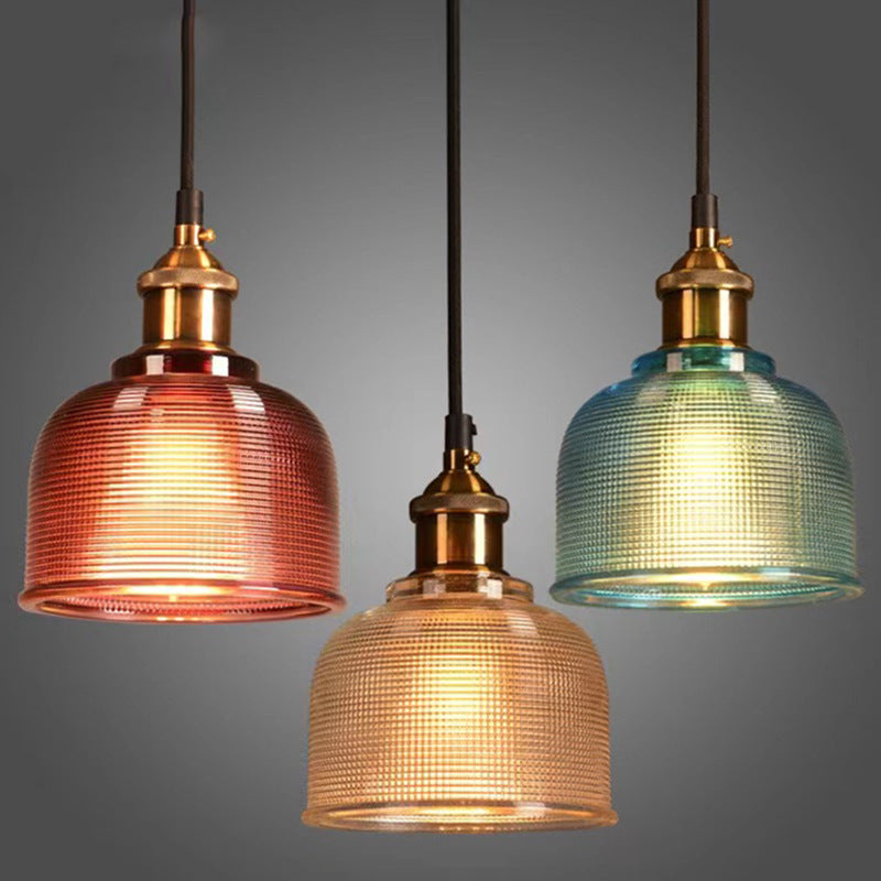 Retro Textured Lattice Glass Single Pendant Light
