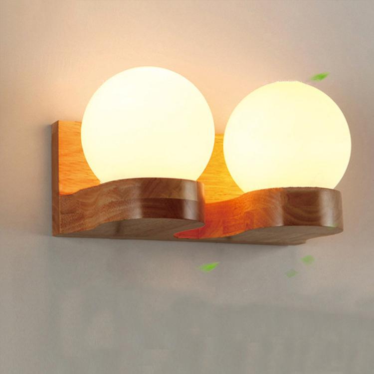 Nordic Modern Solid Wood Half-Ball Wall Sconce Lamp