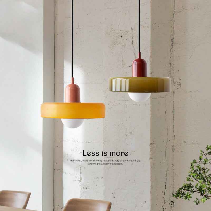 Retro Colorful Glass Dish 1-Light Pendant Lamp