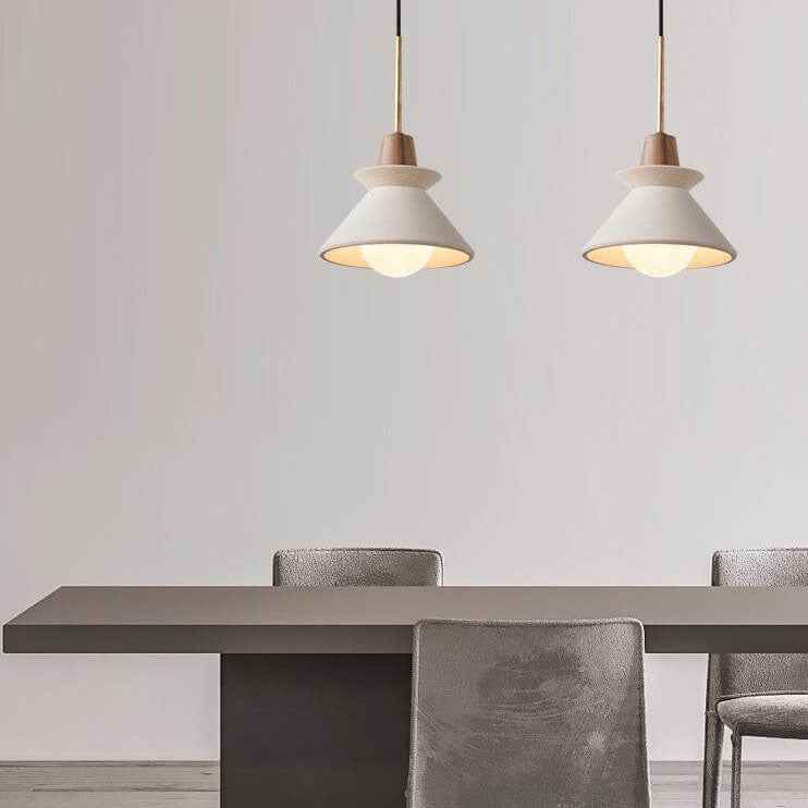 Minimalist Nordic White Cement Tapered Pendant Light - 1-Light