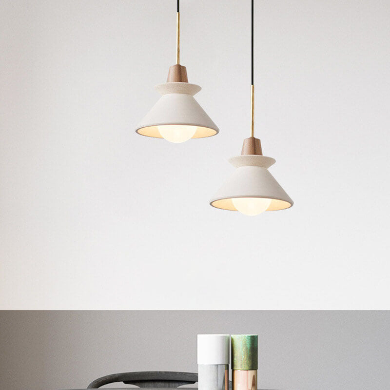 Minimalist Nordic White Cement Tapered Pendant Light - 1-Light