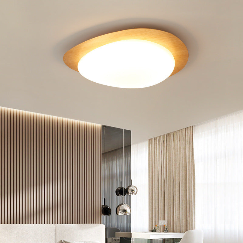 Modern Scandinavian Pebble-Shaped Iron and Acrylic LED Flush Mount Ceiling Light for Bedrooms