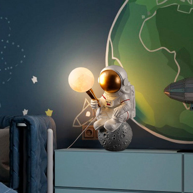 Modern Cartoon Astronaut Wall Sconce Lamp – 1-Light Resin & ABS Design for Bedroom