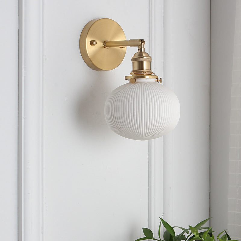 Japanese Retro Minimalist Oval Brass and Lucite Cylinder Wall Sconce Lamp
