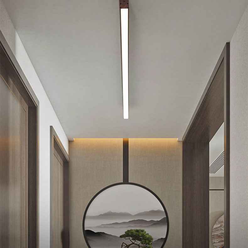 Contemporary Wood Grain Aluminum LED Flush Mount Ceiling Light