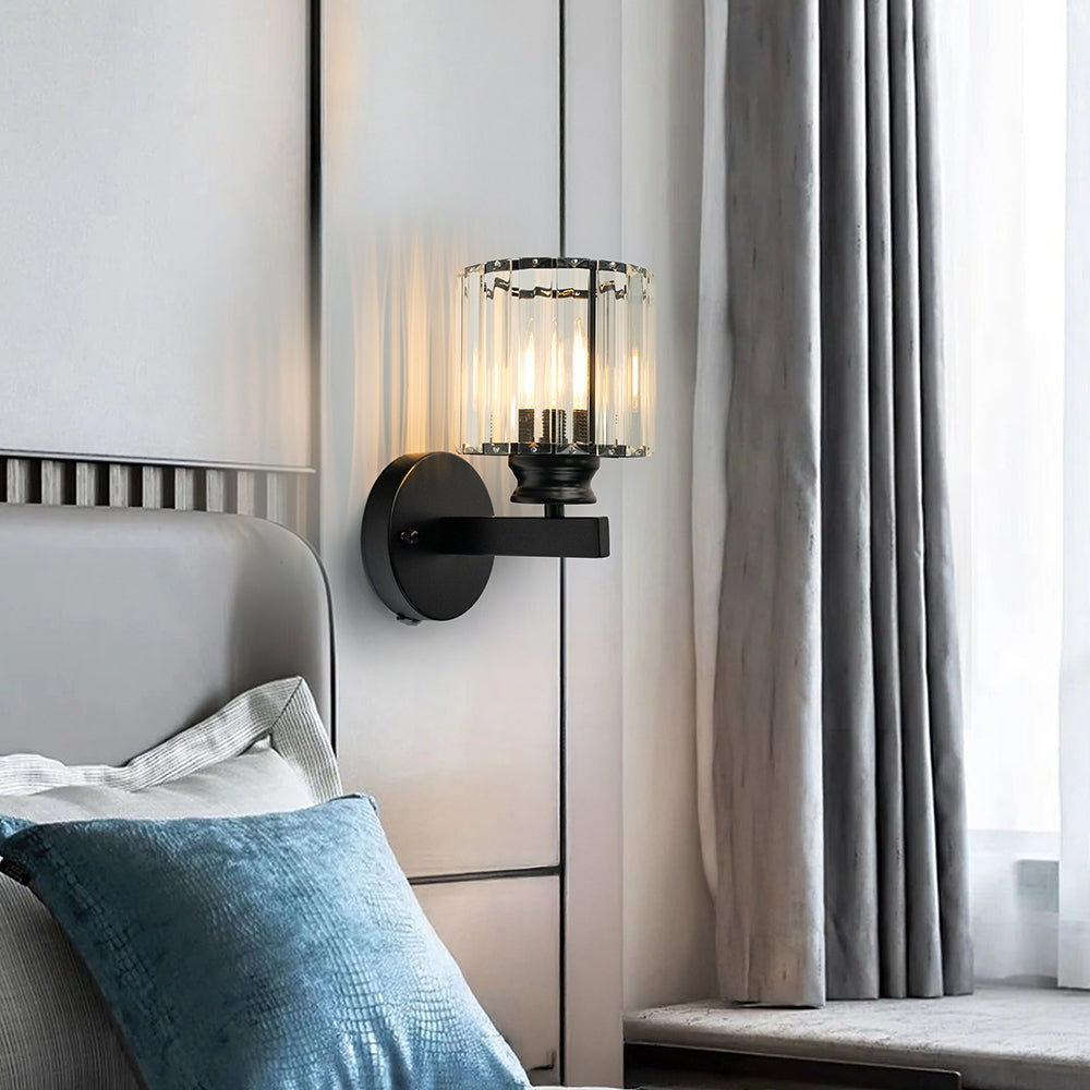 Bela Crystal Wall Light | Modern Iron Sconce, Dimmable E27 Bulb