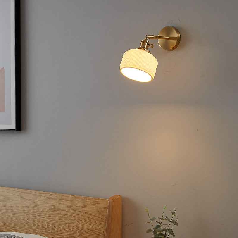 Contemporary Minimalist Striped Ceramic Wall Sconce Lamp with 1 Light