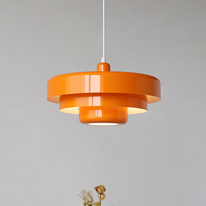 Vintage Nordic Multi-Layer Round Metal Pendant Light with Single Bulb
