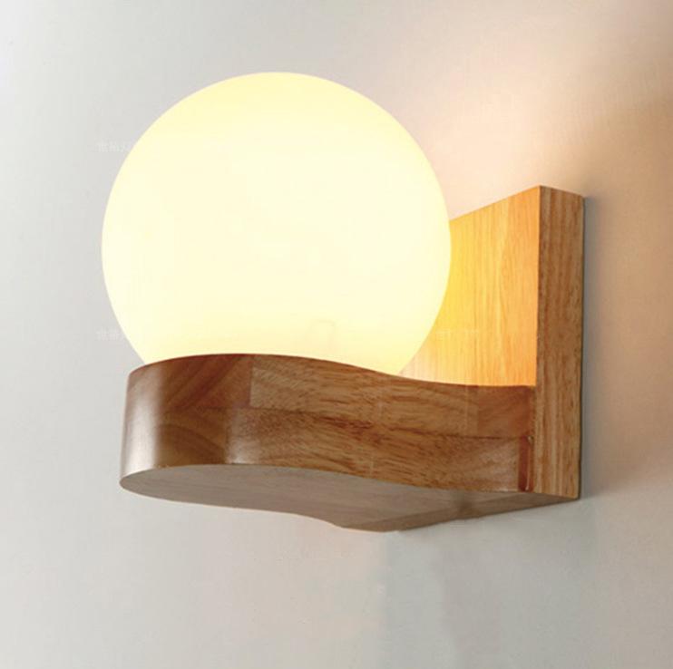 Nordic Modern Solid Wood Half-Ball Wall Sconce Lamp