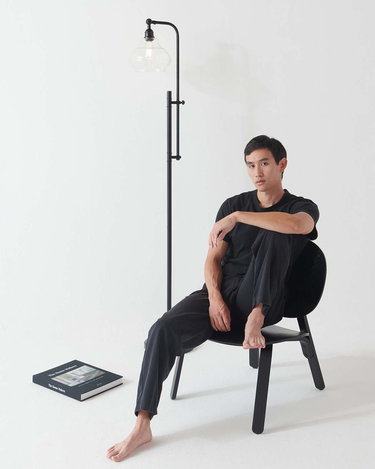 Aero Floor Lamp | Vintage Black Base with Glass Shade
