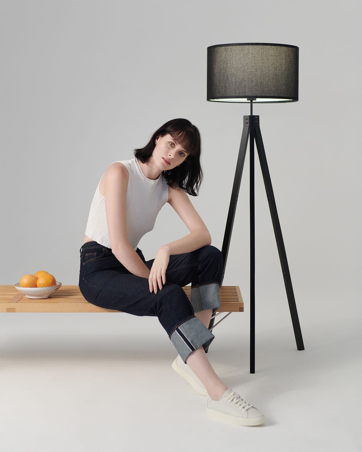 Elysian Floor Lamp | LED Tripod Design, Wooden Legs