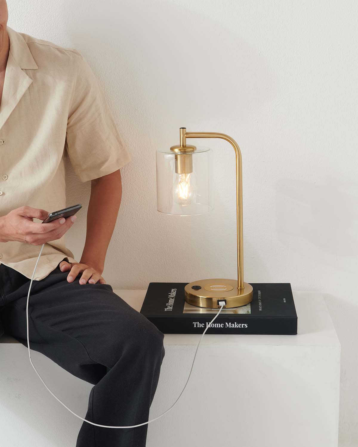 Elysian USB Table Lamp | Brass Base, Touch Switch