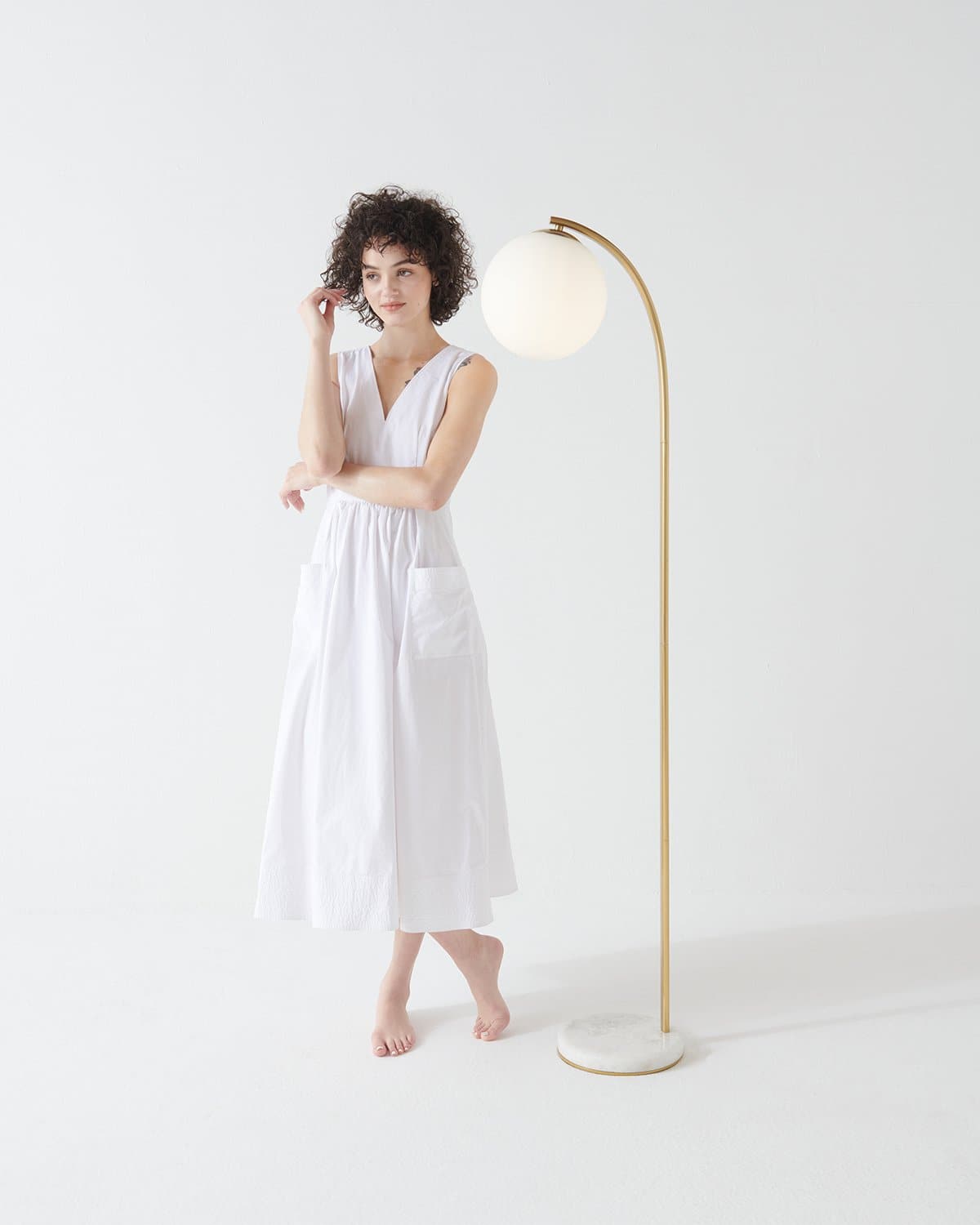 Luna Glow Floor Lamp | Marble Base, White Glass Globe
