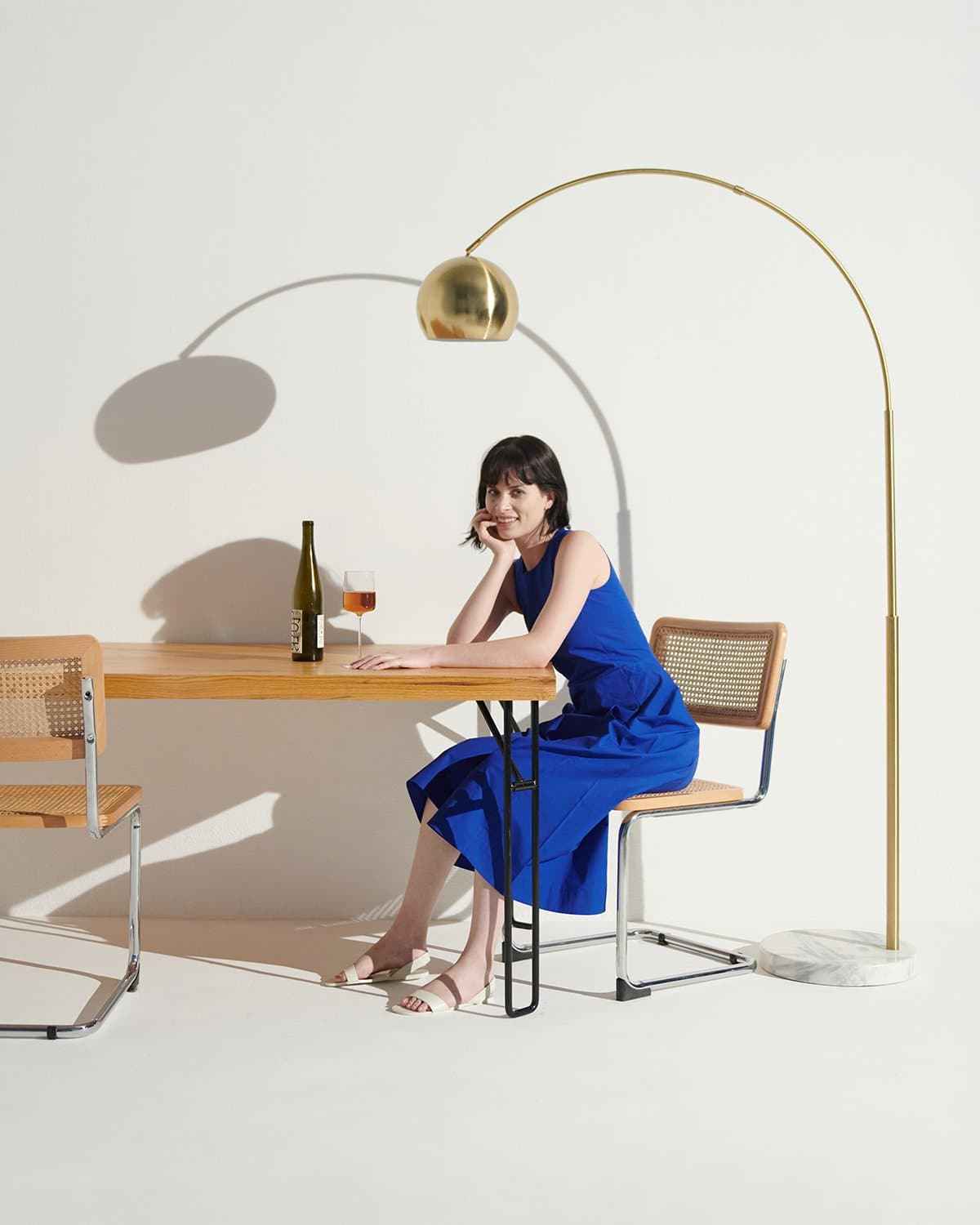 Oriana Arc Floor Lamp | LED with Marble Base