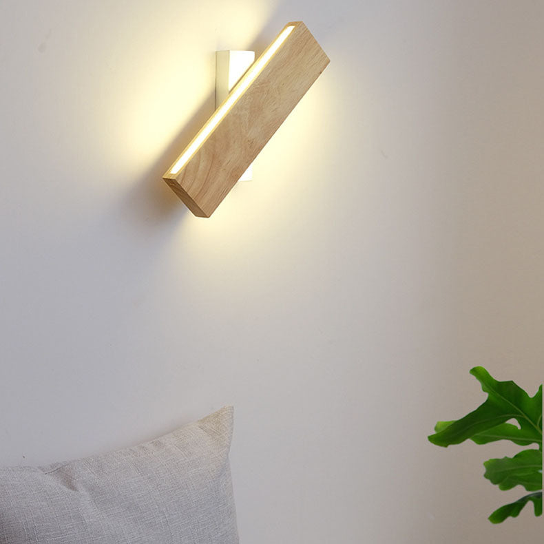 Minimalist Japanese Rectangular Log LED Wall Sconce Lamp with Rotatable Design