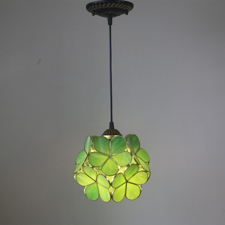 Retro Stained Glass Petal Single-Light Pendant Fixture