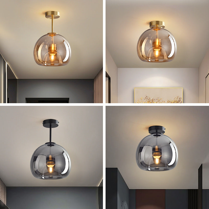 Navi Glass Ball Ceiling Light | Semi-Flush Mount, Smoke Grey or Amber
