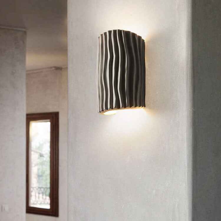 Norse-Inspired Striped Resin Half Cylinder Wall Sconce with Dual Lights