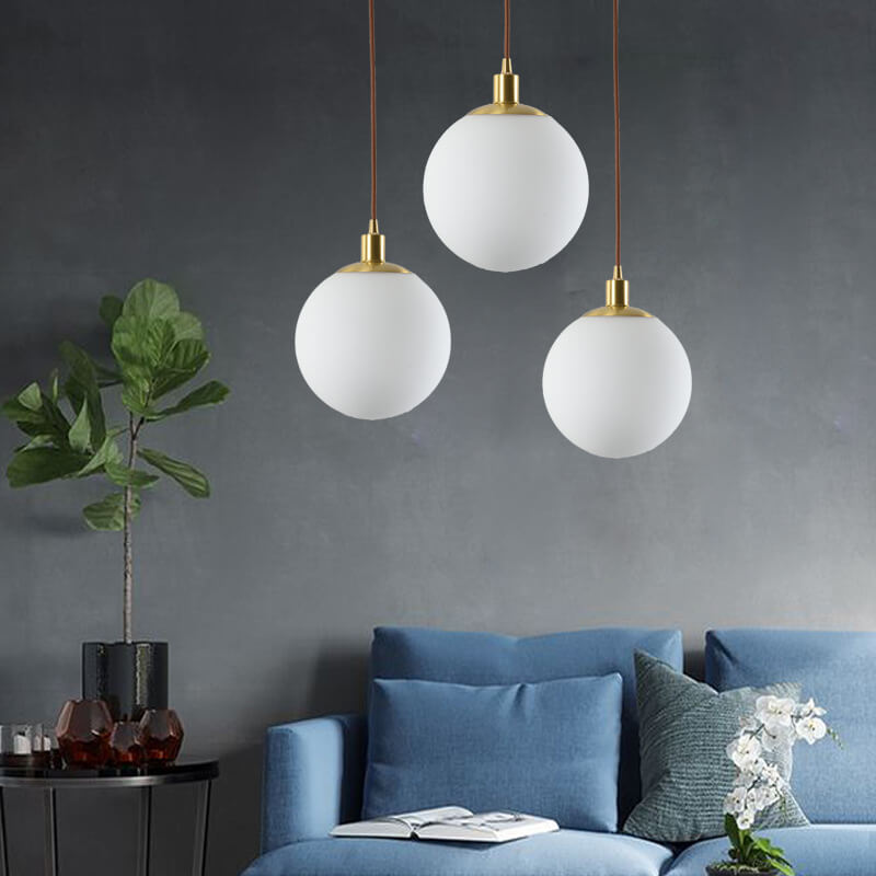Scandinavian Minimalist White Orb Single Pendant Light