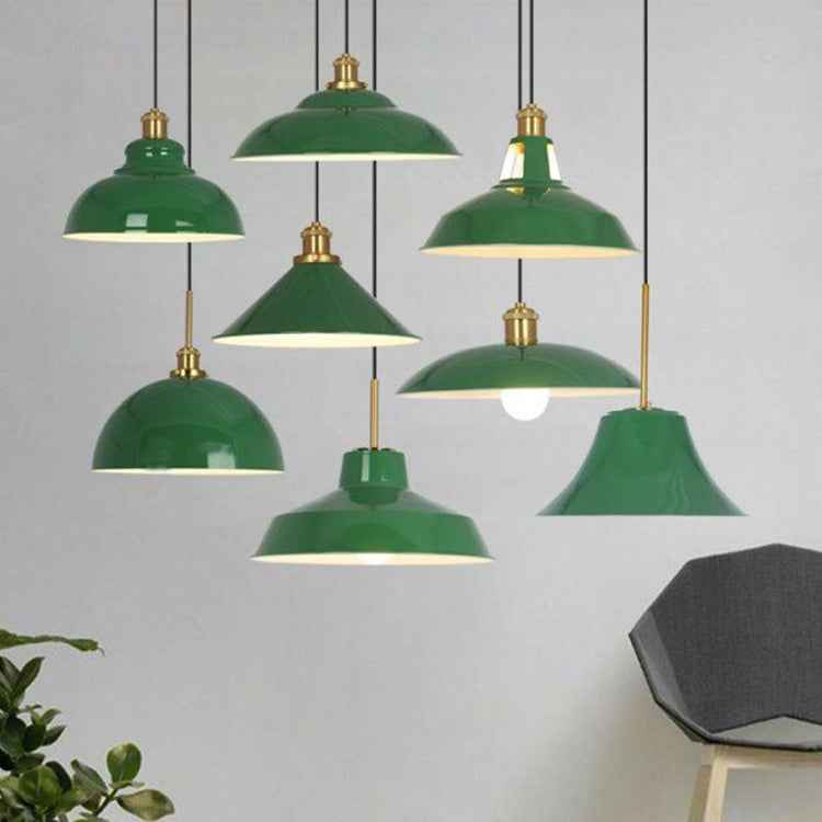 Vintage Industrial Green Iron Dome Cone Pendant Light - 1-Light Design