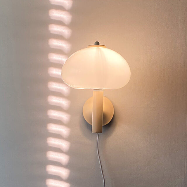 Nordic Vintage White Glass Dome Mushroom Wall Sconce Lamp with Single Light
