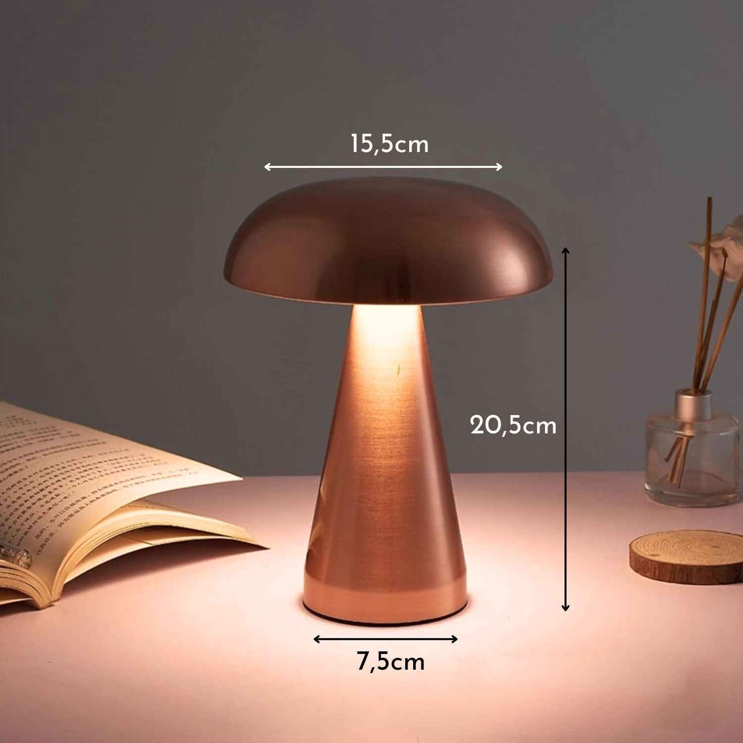 Aurora – Rose Gold Modern Rechargeable LED Table Lamp - Cendre Home