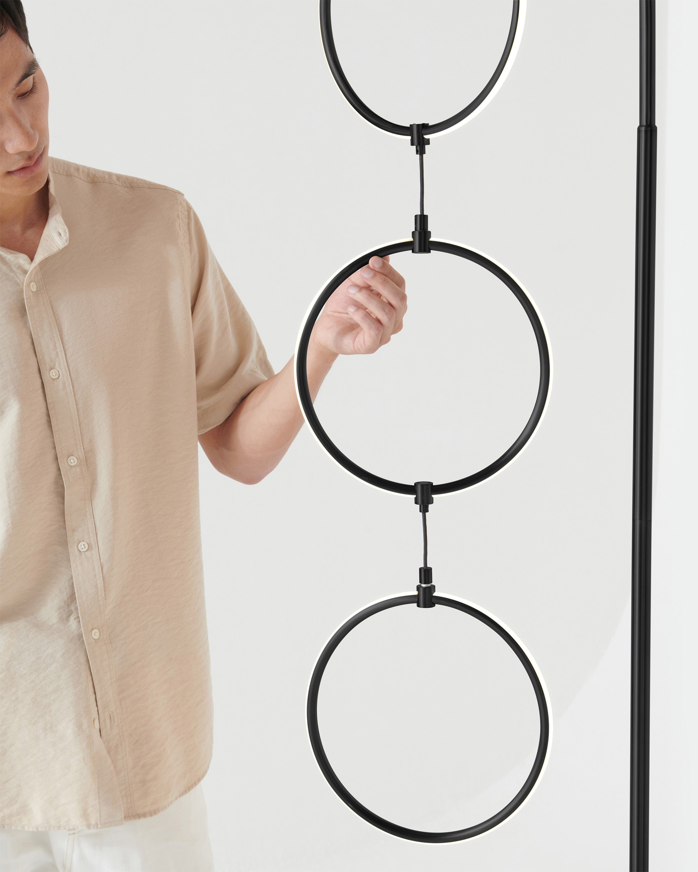 Nero Floor Lamp | Dimmable Touch Switch, Brass Curved Stem