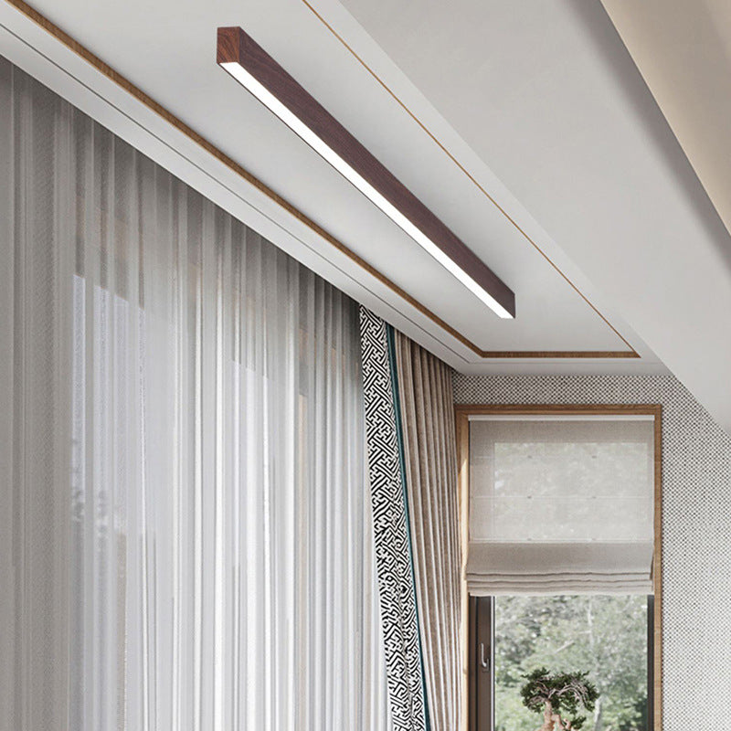 Contemporary Wood Grain Aluminum LED Flush Mount Ceiling Light