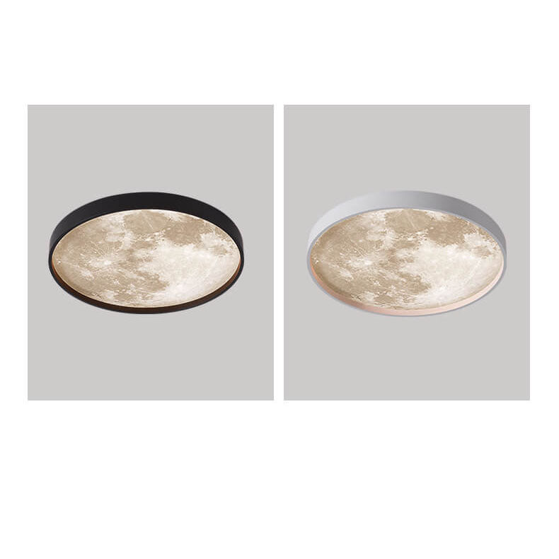 Nordic-Inspired Round LED Flush Mount Ceiling Light with Moon Design