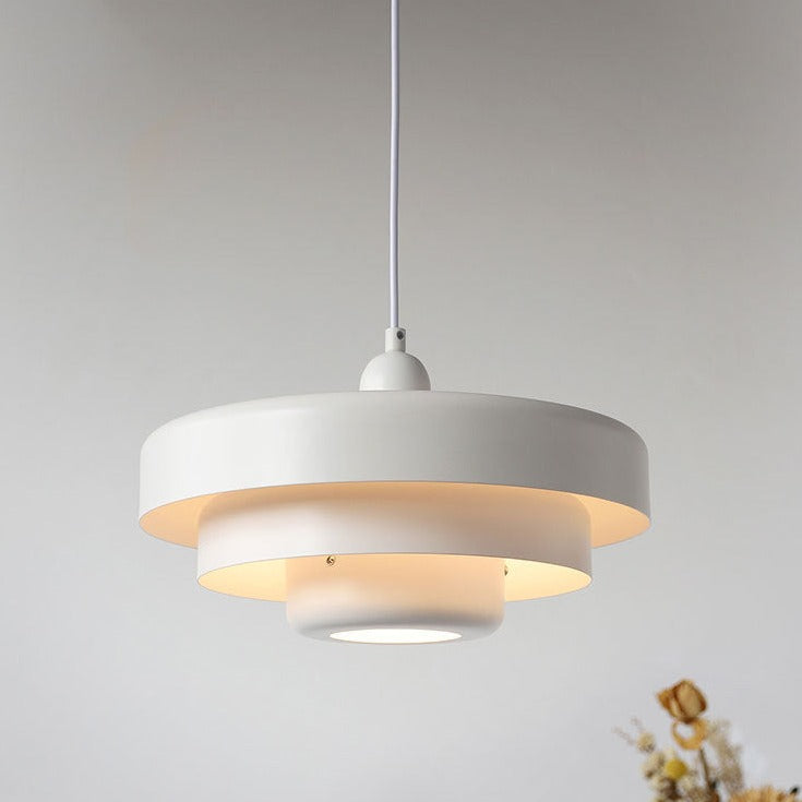 Vintage Nordic Multi-Layer Round Metal Pendant Light with Single Bulb