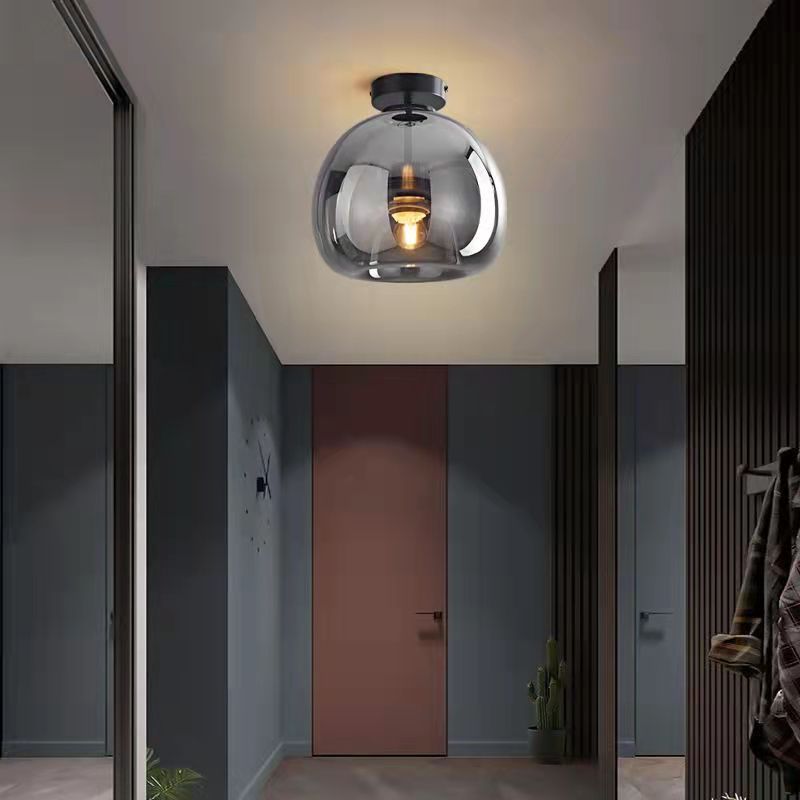 Navi Glass Ball Ceiling Light | Semi-Flush Mount, Smoke Grey or Amber