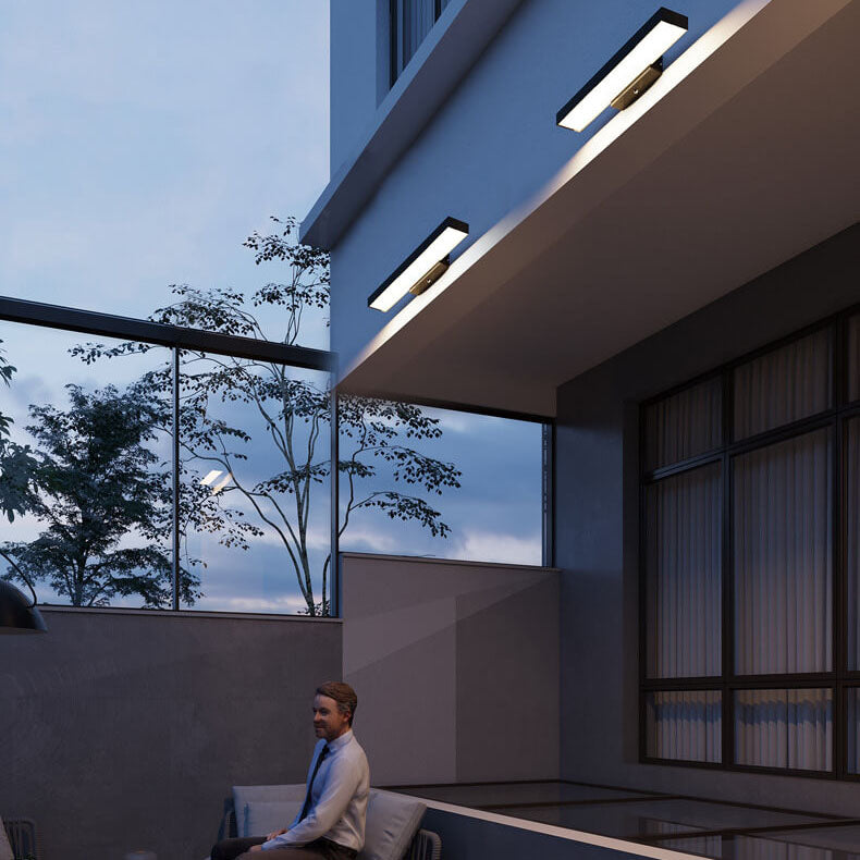 Contemporary Minimalist Rectangular Flat LED Outdoor Wall Sconce with Sensor - Waterproof