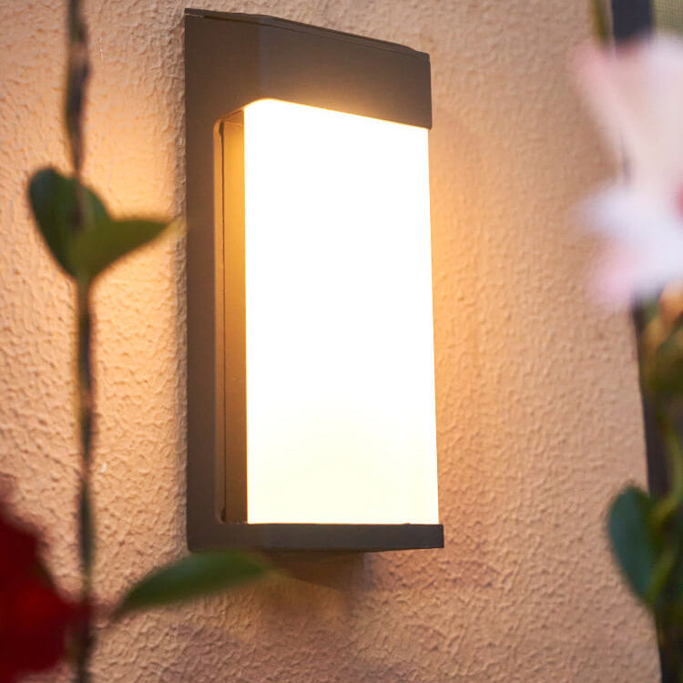Waterproof Outdoor LED Wall Sconce Lamp with Solar-Powered Frosted Glass Design