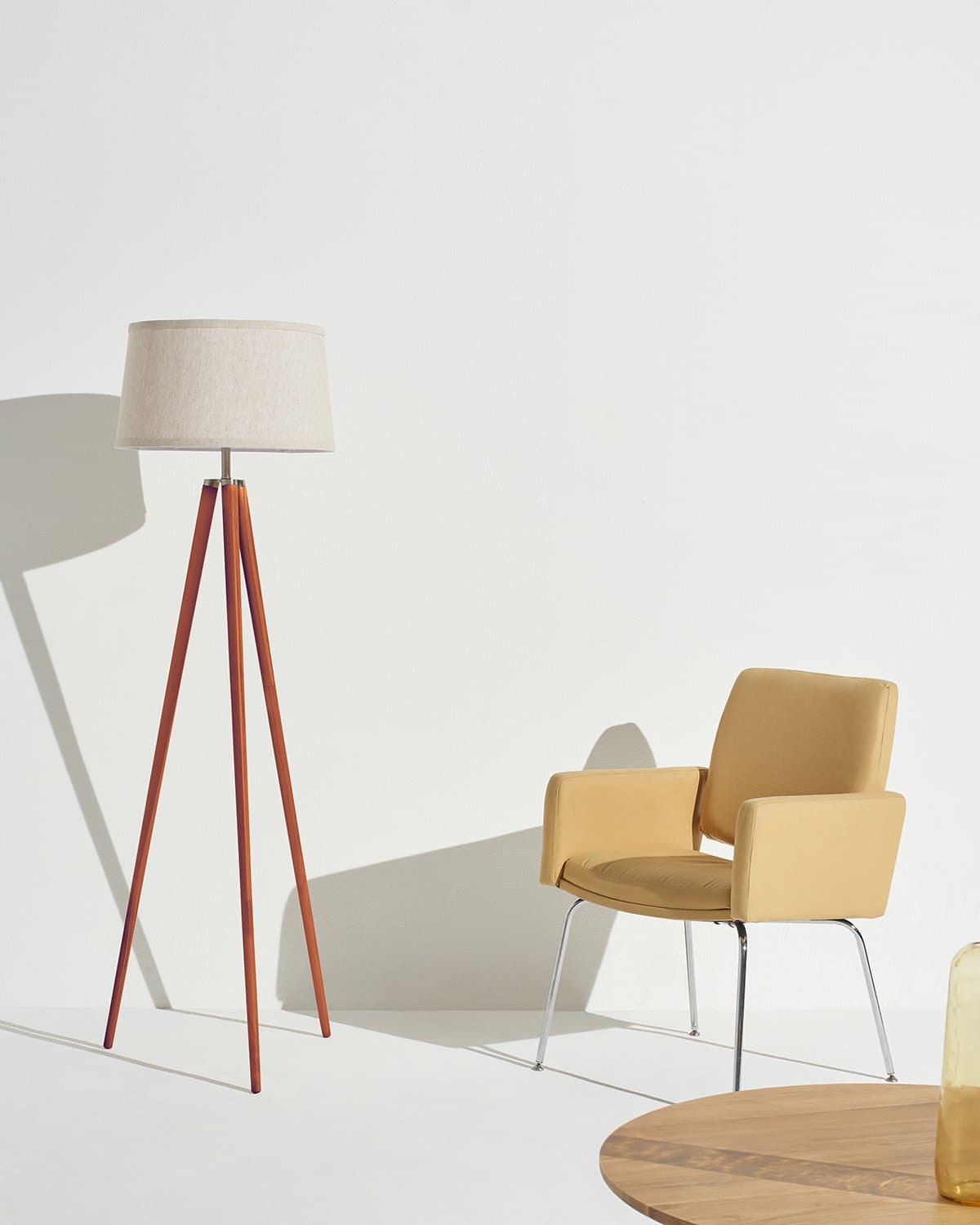 Elliot Floor Lamp | Minimalist Tripod Design, Natural Wood Base